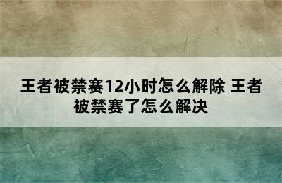 王者被禁赛12小时怎么解除 王者被禁赛了怎么解决